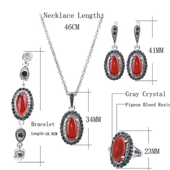 Turkish Vintage Style Jewelry Set forWomen,NEW,4Pcs,Antique,WeddingHandmadeGift - Picture 5 of 5